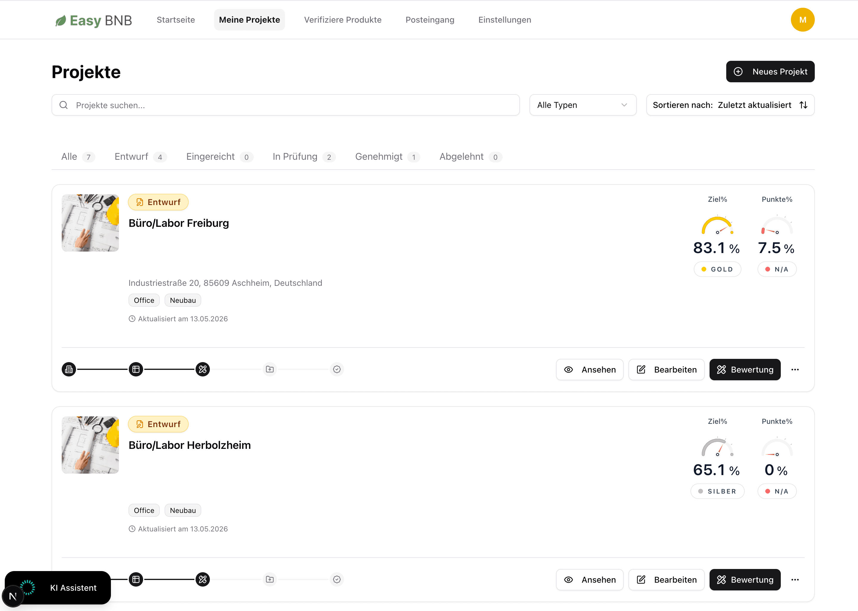 Alle Projekte auf einen Blick.